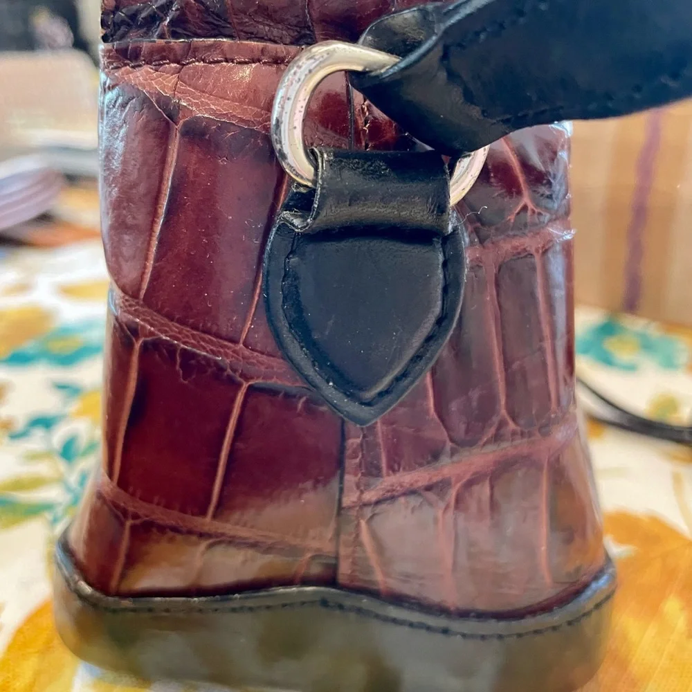 Brighton woman's Croc-Embossed Brown Leather Bag - Picture 3 of 7